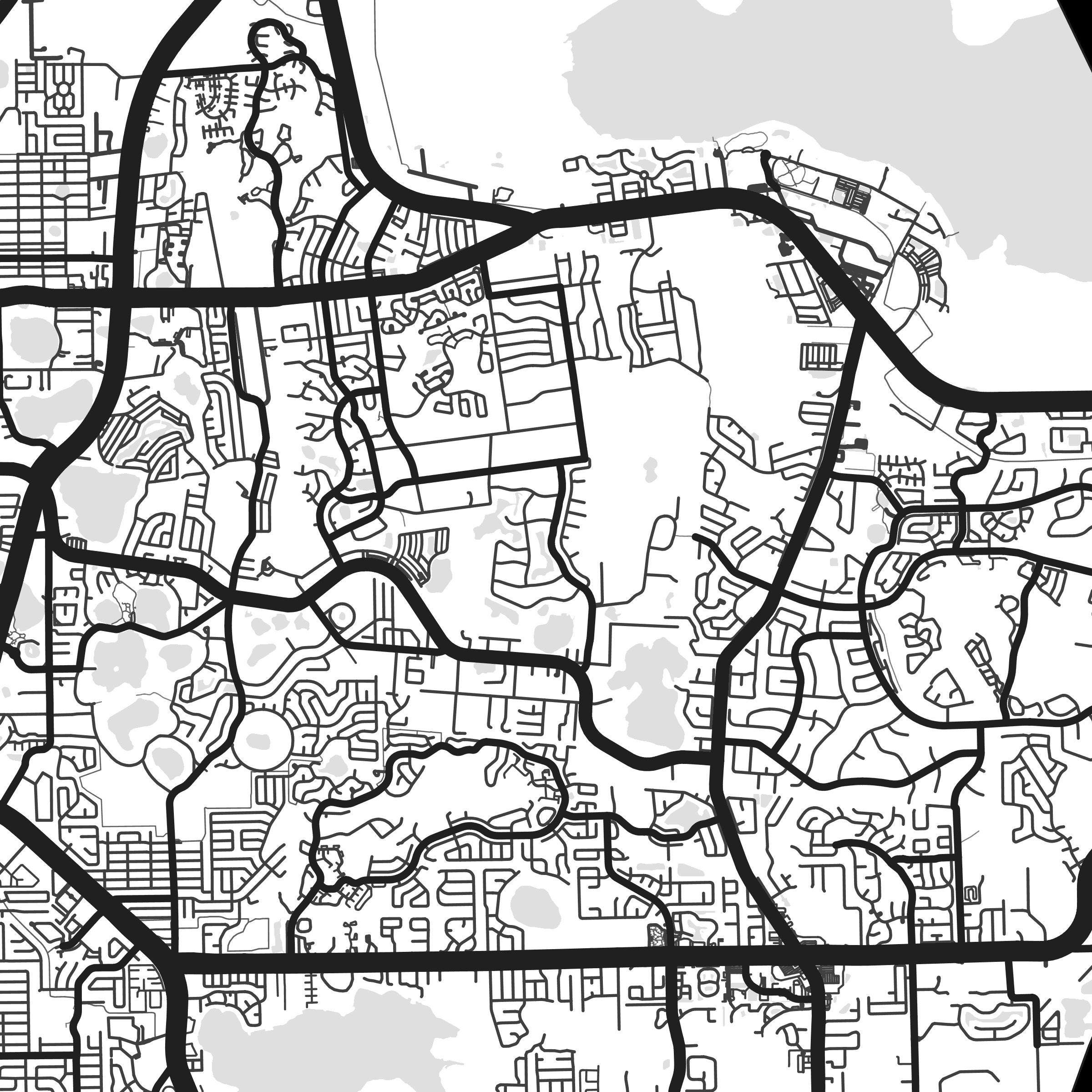 Detailed Orlando City Map Art Print: Florida Wall Art (digital Download ...
