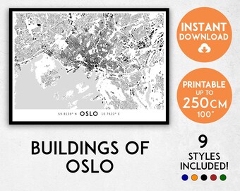 Oslo City Map Art Print: Detailed Norway Wall Art (Digital Download)