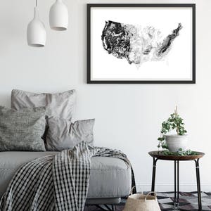 Shadowlands USA map print, Printable USA map art, USA print, America map print, America art map, America wall art, United States map art image 2