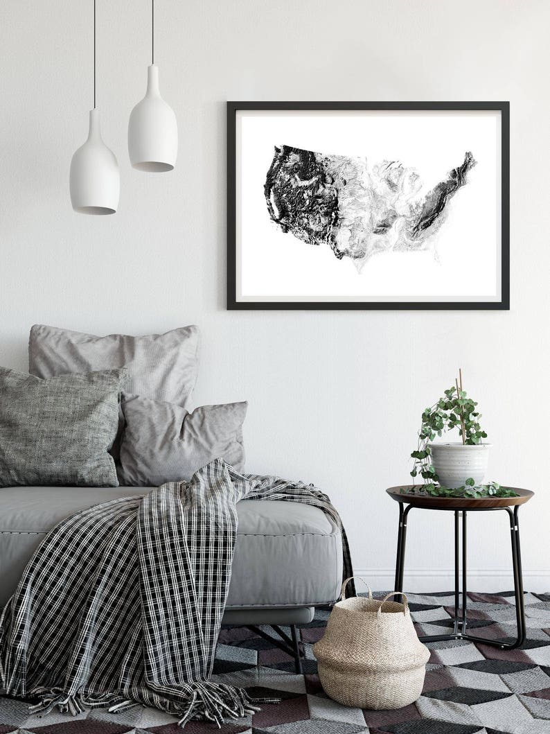 Shadowlands USA map print, Printable USA map art, USA print, America map print, America art map, America wall art, United States map art image 2