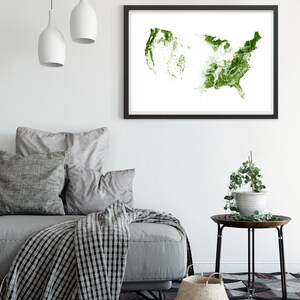 USA map print, Printable USA map art, United States art, USA poster, United States map, America map art, America wall art, Forest map image 3