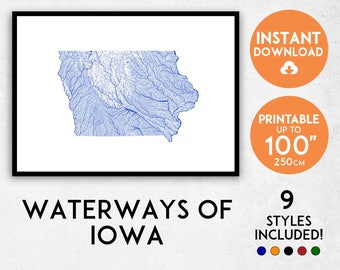 Iowa map print, Iowa print, USA map, Iowa poster, Iowa wall art, Map of Iowa, Iowa art print, Iowa map poster, Iowa gift, Des Moines map