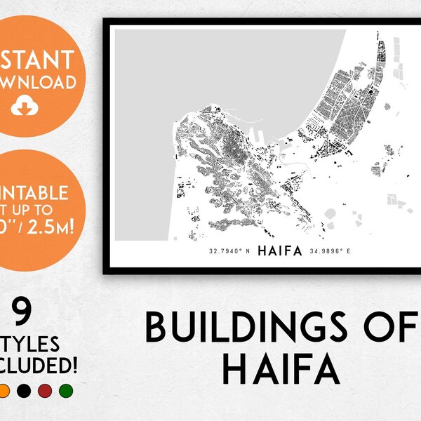 Map of Haifa Israel - Etsy