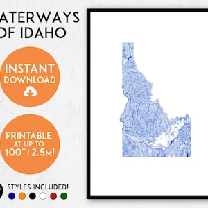 Idaho map print, Printable Idaho map art, Idaho print, USA map, Idaho art, Idaho poster, Idaho wall art, Idaho gift, Map of Idaho
