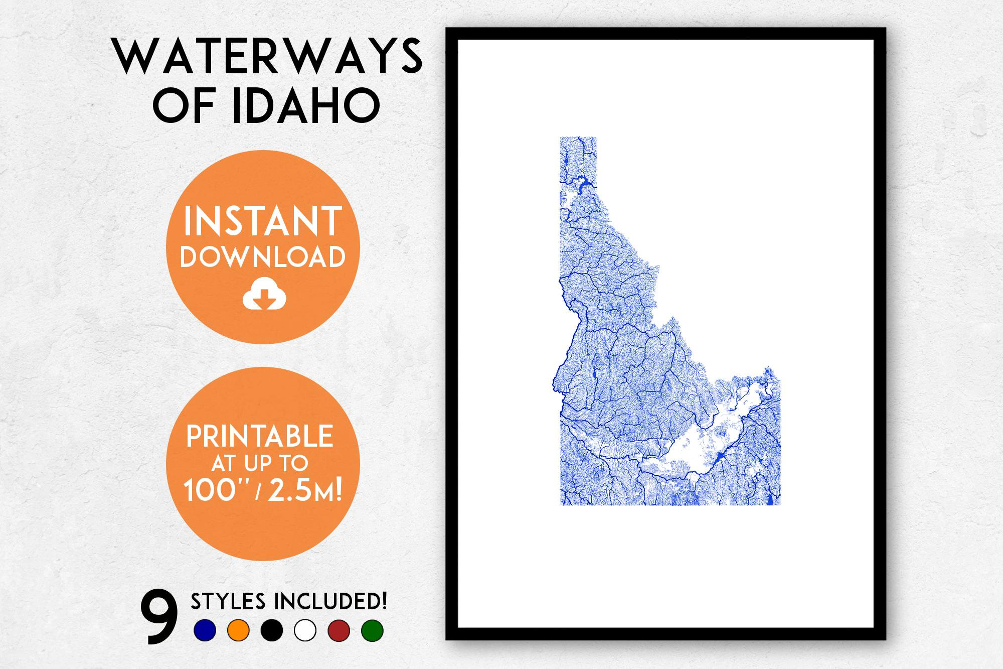 Idaho map print Printable Idaho map art Idaho print USA | Etsy