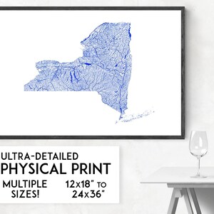 Affiche de carte des voies navigables de New York, impression de New York, impression de carte de New York, impression de NY, carte de NY, affiche de NY, affiche de New York, art mural de New York