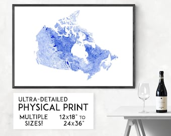 Waterways of Canada print | Physical Canada map print, Canada poster, Canada wall art, Canada map art, Canada art, Canada gift, Canada decor