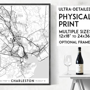 Every Road in Charleston map poster, Charleston print, Charleston map print, South Carolina print, Charleston city map, Charleston poster