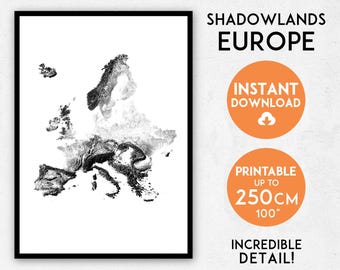 Europe map print, Printable Europe map art, Europe print, Europe art, Europe poster, Europe wall art, Europe gift, Map of Europe, EU map