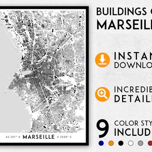 Marseille Karte Druck, Marseille Karte Druck, Marseille Karte, Frankreich Karte, Marseille Poster, Marseille Wandkunst, Karte von Marseille, Frankreich Druck