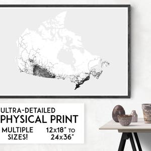 Roads of Canada print | Physical Canada map print, Canada poster, Canada art, Canada map art, Canada wall art, Canada gift, Map of Canada