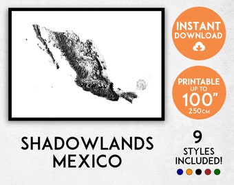 Shadowlands Mexico Topographic Map Art Print (Digital Download)
