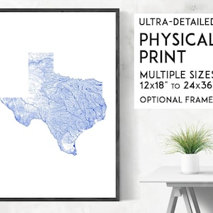 Waterways of Texas map poster, Texas print, Texas map print, Texas city map, Texas poster, Texas wall art, Texas art print, Map of Texas