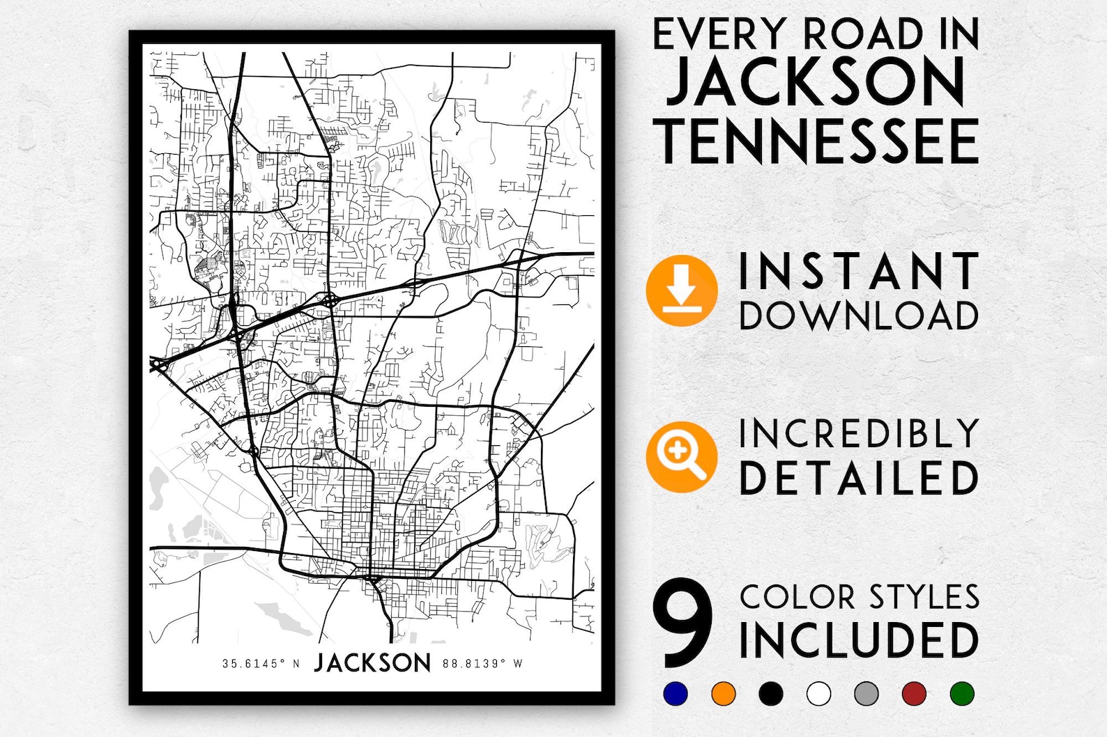 Jackson Tennessee Map Print Jackson Tennessee Print Jackson Etsy