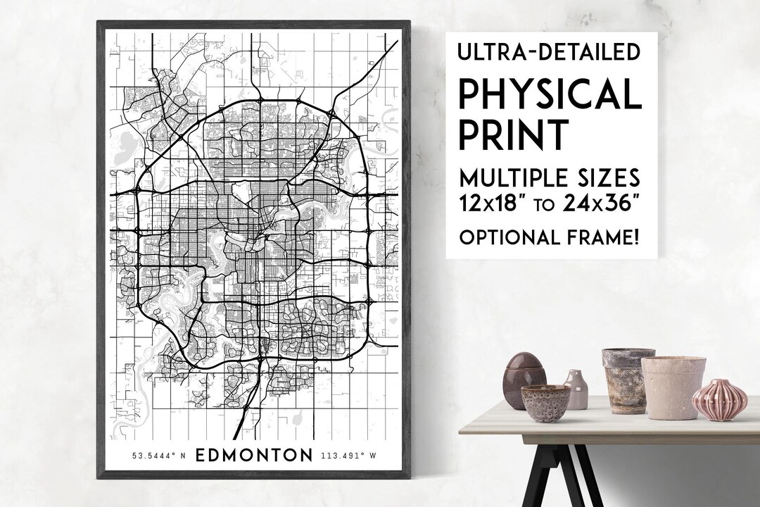 Every Road in Edmonton Map Poster, Edmonton Print, Edmonton Map Print