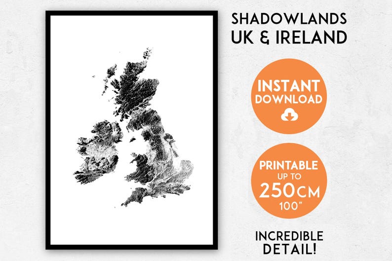 Shadowlands British isles Eire map print, British isles print, England map, England print, England wall artwork, United kingdom map, England poster map, Eire poster picture relating to Printable Map of Uk and Ireland named Shadowlands United kingdom Eire map print, United kingdom print, England map, England print, England wall artwork, United kingdom map, England poster map, Eire poster
