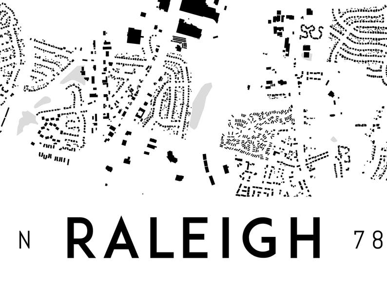 Buildings of Raleigh map print, Raleigh print, North Carolina map, Raleigh poster, Raleigh wall art, Map of Raleigh, Raleigh art print image 9