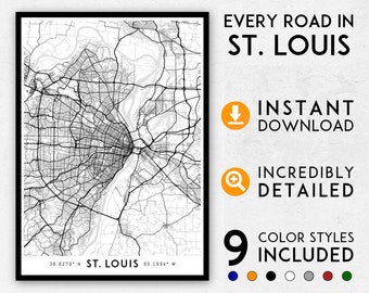 St Louis map print, St Louis print, St Louis city map, Missouri map, St Louis poster, St Louis wall art, Map of St Louis, St Louis art print