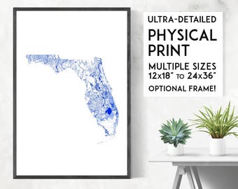Florida Waterways Map Print: Detailed River & Lake Art