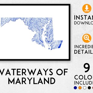 Maryland Karte Druck, Maryland Druck, Maryland Poster, Maryland Wandkunst, Karte von Maryland, Maryland Kunstdruck, Maryland Geschenk, Baltimore Karte