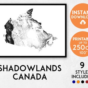 Shadowlands Canada map print, Canada print, Canada poster, Canada wall art, Map of Canada, Canada art print, Canada map poster, Canada gift
