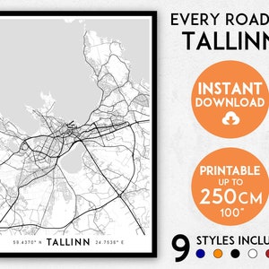 Tallinn map print, Tallinn print, Tallinn city map, Estonia map, Tallinn poster, Tallinn wall art, Map of Tallinn, Tallinn art print