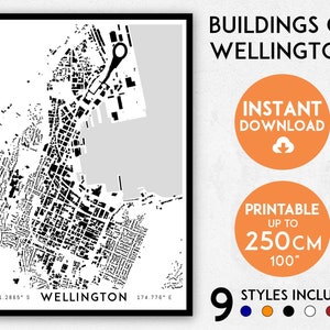 Wellington map print, Wellington print, Wellington city map, New Zealand map, Wellington poster, Wellington wall art, Map of Wellington