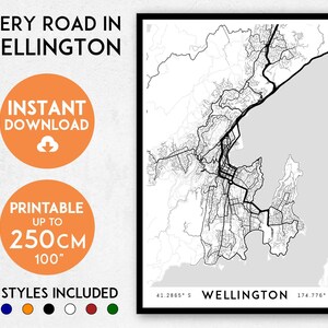 Wellington map print, Printable Wellington map art, Wellington print, New Zealand map, NZ print, NZ map, Wellington art, Wellington poster