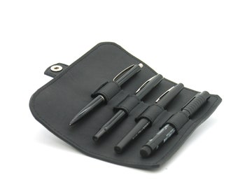 Black Leather Roll Pencil Case