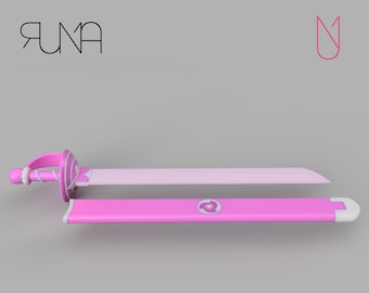 Modelo 3D STL espada y vaina cuarzo rosa steven universe cosplay impresión 3D