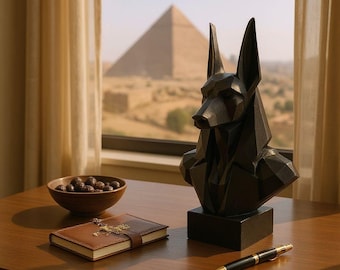 Anubis Jackal 3D Print: Low Poly Egyptian Bust, Mythology Decor