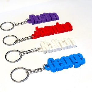Porte-clés prénom personnalisé | Porte-clés prénom imprimé en 3D | Cadeau pour enfants et adultes | Étiquette pour sac d'école | Cadeau de fête | Porte-clés personnalisé respectueux de l'environnement
