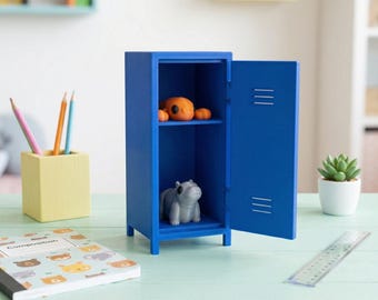 Retro Mini Locker Display | 3D Printed PLA Desktop Organizer, Small Storage Case