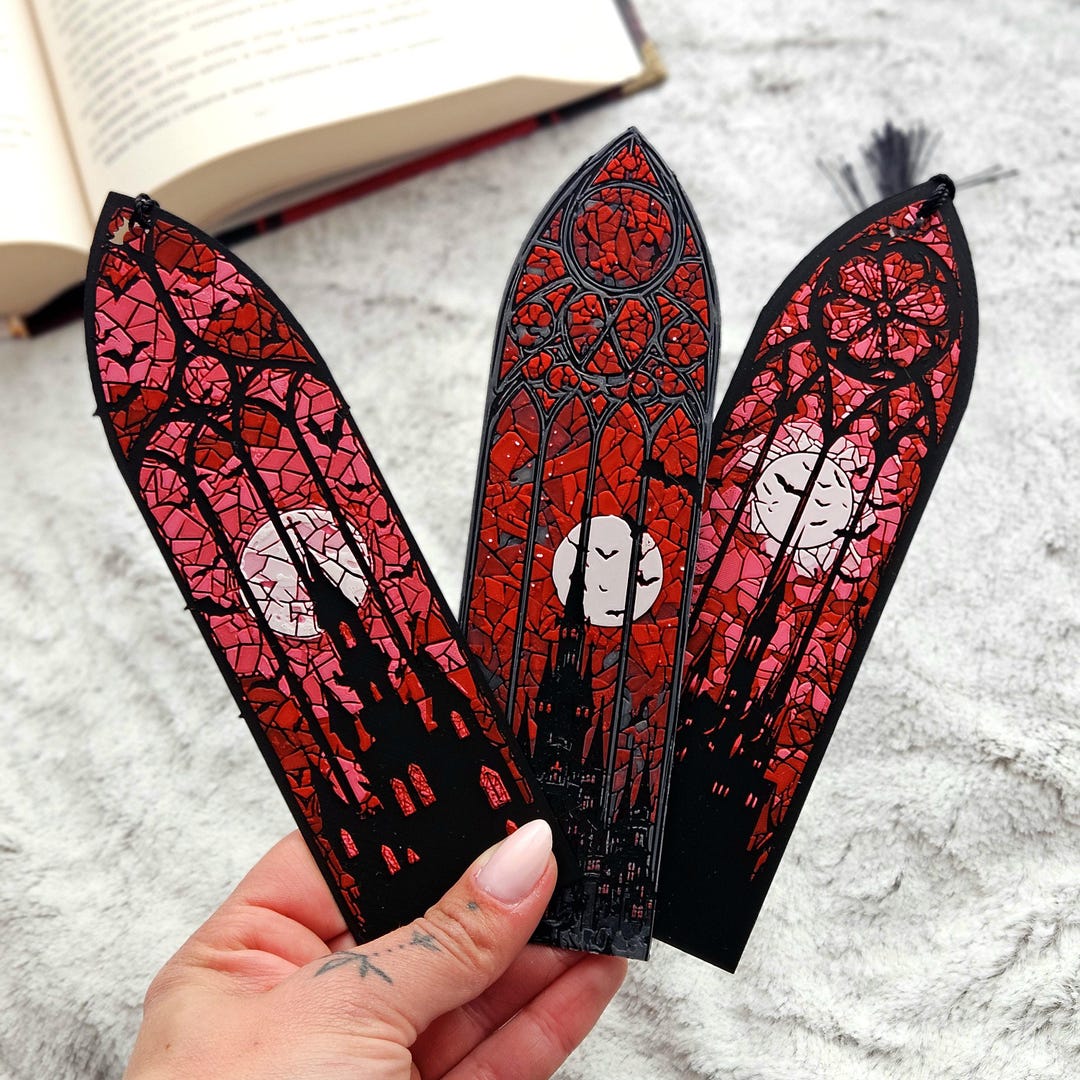 Gothic Stained Glass Bookmark | Castle Moon Book Accessory | Dark Academia PLA Art - Etsy UK