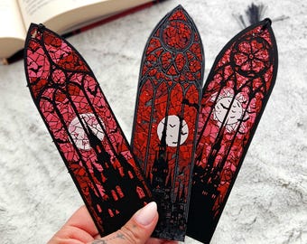 Marcador de Livro em Vitral Gótico | Acessório para Livros Castelo Lua | Arte PLA Dark Academia