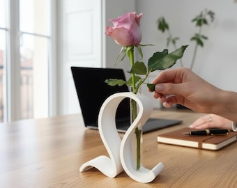 Conjunto de vasos modernos em formato de S feitos com tubos de ensaio | Estação de propagação minimalista, decoração de ficção científica