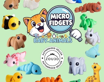 3D Printed Micro Fidget Animals: Rainbow Articulated Toy, Party Favor, Mystery Keyring