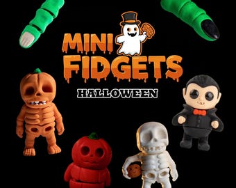 3D Printed Fidget Halloween Toys – Rainbow Articulated Keyring | Stress Relief, Sensory Play & Party Favour