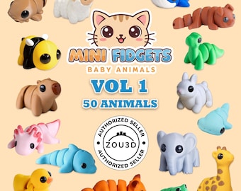 Mini Animales Antiestrés Vol. 1: Juguete antiestrés articulado, rellenos para bolsas de fiesta, juguetes antiestrés impresos en 3D