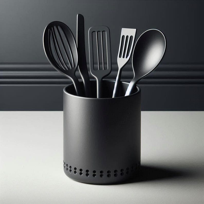 Minimalist Utensil Holder | Matte Kitchen Organizer, Custom Color, 3D ...