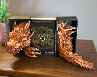 3D Printed Dragon Book Nook Insert: ACOTAR Fantasy Bookshelf Decor