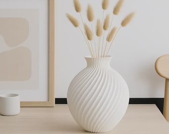 Vaso espiral impresso em 3D – Decoração minimalista moderna para flores secas