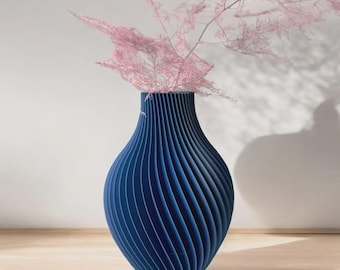 3Dプリント 花瓶 スパイラルデザイン グラデーションカラー 3Dプリントのスパイラル花瓶 - 軽量でモダンなインテリア、ドライ