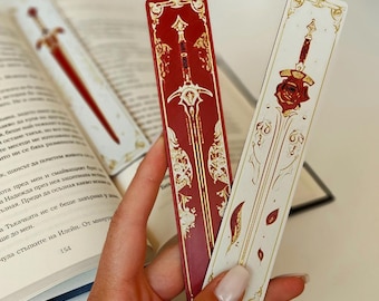 Sword and Floral Bookmark Set: Fantasy Book Lover Gift