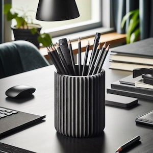 Ribbed Pen Holder with Fine Surface Texture – Modern Minimalist Desk Organiser