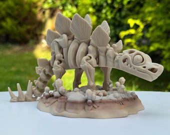 Esqueleto articulado de estegossauro impresso em 3D | Modelo de dinossauro articulado