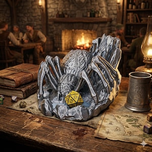 Spider Dice Tower – The Webspinner, 3D Printed D&D Accessory, PLA RPG Roller