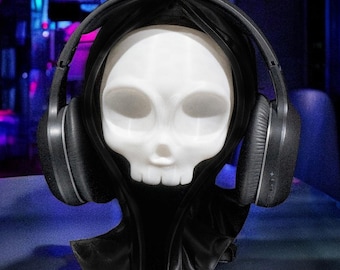 3D Printed Grinning Reaper Headphone Stand – Skull Desk Organizer