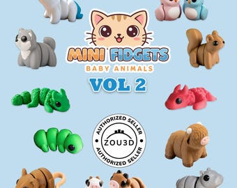 Mini Fidget Animals Deel 2: 3D-geprint regenboog knikspeelgoed, feestbedankje, mysterieuze sleutelhanger