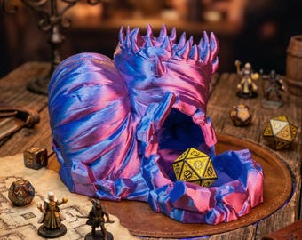 Giant Desert Worm Dice Tower – Dual-Tone Silk PLA, Sci-Fi RPG Accessory